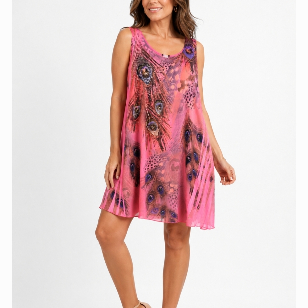 Jostar sleeveless peacock feather Dress Size XL